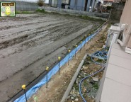 姫路市｜新築外構　進入路付きの敷地・プラスGを使った一体感のある門まわりと駐車場